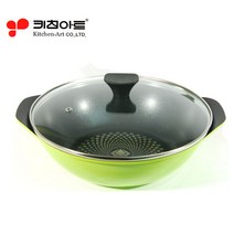 키친아트 통주물 멀티웍 볶음팬 전골냄비 궁중팬, 멀티웍28cm-그린, 그린, 1개