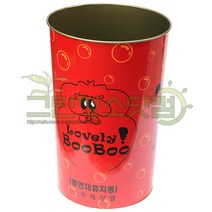 철 휴지통(대) 적색 26cm-39cm 깡통휴지통 불연재휴지통 철재휴지통 불에타지않는휴지통 가정용 업소용 철제휴지통 쇠휴지통 두레강업, 1개