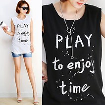 킴미스타일 여자여름민소매 롱나시티셔츠 빅사이즈 여성구제페인팅 롱나시원피스티 77까지