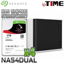 IPTIME NAS4dual 가정용NAS 서버 스트리밍 웹서버, NAS4DUAL + 씨게이트 IronWolf 12TB NAS (3TB X 4) 나스전용하드
