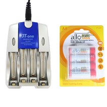 제이티원 C007 충전기+allo 3050mAh AA 충전지 4알(케이스포함), 1세트, 1세트