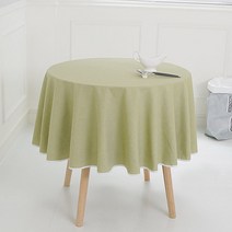 원형 무지 식탁보, 올리브그린, 160 x 160 cm