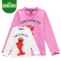 쎄사미스트릿 엘모 프린트 티셔츠 아이보리 핑크 S2A2T21