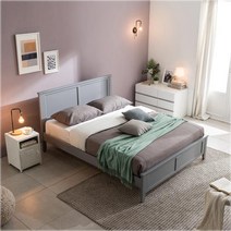 베디스 SB145 컬러원목시리즈2 스칸디나비아스타일 원목침대 Q, 소프트그레이, 프레임만