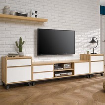 파란들 심플거실장 2500 티비다이 TV다이 TV장식장 거실장세트, 우드화이트