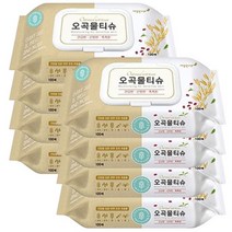 깨끗한나라 오곡물티슈 캡100매x8개 오곡추출물 6단계정수 물티슈, 8개, 100매입