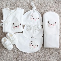 콩닥콩닥 강아지 와펜 배냇저고리(화이트) 실+바늘+시침핀 사은품, 0%배냇저고리