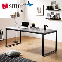 e스마트 철제책상 1600x800 (사각다리), 화이트:블랙