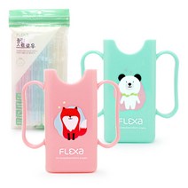 플렉사 미니팩홀더 125ml 우유두유케이스+빨대, 01_플렉사 미니팩(민트-곰)+빨대60p, 1개