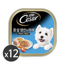 시저 애견간식 캔, 생선+야채, 100g, 12개