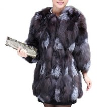 (초특가) 골반기장 실버폭스 8부소매 모피코트 천연여우털 100% 퍼코트