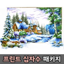 더스티치 프린트십자수 패키지, 02_풍경/꽃-70504, 1set