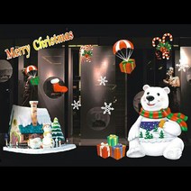 윈도우 스티커 백곰 크리스마스 창문 유리 데코 용품, 단품