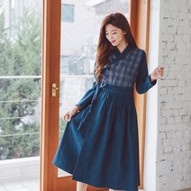 실과바늘 청데님 철릭원피스 윤슬 여자 개량 생활한복 쇼핑몰 브랜드 세트