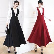 제이앤지니 국내자체제작 DR-80 롱 끈브이 빅사이즈 멜빵스타일 뷔스티에 플레어 롱원피스