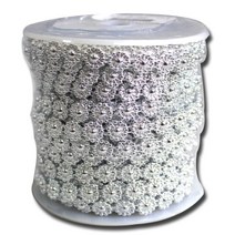 쪼아닷컴 체인비드 비즈 공예 줄비드 만들기 재료, 타래 비드 국화 중 은색