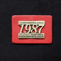 스피드라벨 가죽금속패치, 작은1987, 1개입