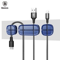 베이스어스 충전 USB AUX 케이블 정리 크로스케이블 클립 블루, 1개