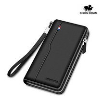 BISON DENIM 바이슨 데님 남자 남성 수제 가죽 스트랩 휴대폰 핸드폰 케이스 대용량 카드 장지갑 N8226-1