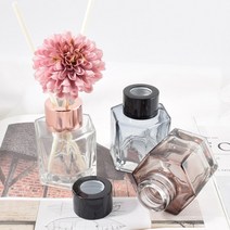 [캔들이케아] 50ml 육각 디퓨저 용기, 용기(투톤브라운)+캡(블랙)