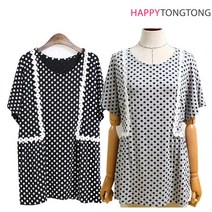 해피통통 도트 레이스 블라우스