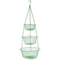 폭스런 행잉 와이어 바스켓 바구니, Green, 1개