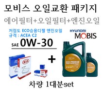 [순정엔진오일교환패키지]투싼18(더뉴투싼) 1.6 디젤(2018년6월~) 28113-D3100/26320-2U000/05200-00140 용량4.5L/판매5L, 0w30, 05200-00640