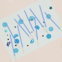THEJIHYUNSHOP 케이크초 생일초 긴생일초 예쁜생일초 베이비핑크 10개입, 라이트블루