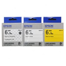 엡손 라벨테이프 6mm 투명 흰색 노랑바탕, 노랑 SC6Y-PX