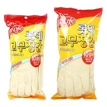 롯데 미니 고무장갑 (1팩 10켤레), 백색 대 (10켤레), 10개, 대(L)