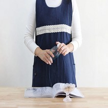 강남콩 데일리 누비 누빔 겨울 앞치마 원피스 도톰한원단 청해지 네이비 핑크, 1개
