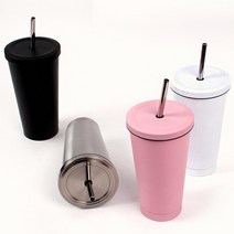 디자인에버 테이크아웃 콜드컵 스트로우 텀블러 500ml 각인추가, 실버 A-1몸통각인 F-6