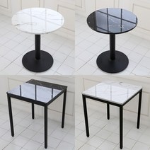 더조아 마블 티테이블(유광) 사이드테이블/2인용 티테이블, 마블 블랙 600×600사각-3인치(원반다리)