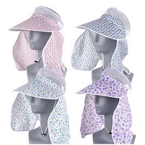 꽃무늬 농사모자 4종 넥커버 농모 그늘막 과수원 원예 여름모자 그늘막모자