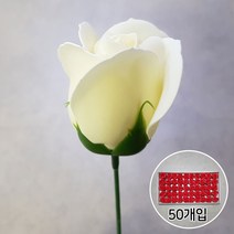 이플린 조화 2겹 장미 비누꽃 꽃머리 50p + 일반꽃대 50p, 크림