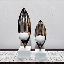 쇼핑아트 나뭇잎촛대2p(3), 블랙