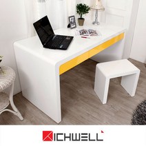 리치웰 하이그로시 컬러풀 멀티 서랍셋 화장대 1200 (의자별도), 몸통화이트_서랍옐로우