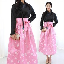 선데이한복 특별한날 예쁜 양단 연핑크 롱치마 생활한복