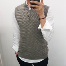 굿스옷장 남성용 단추 헨리넥 니트 조끼