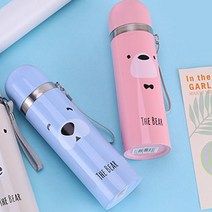 식약처인증 캐릭터 애니멀 텀블러/동물 텀블러 500ML/스텐텀블러/예쁜 보온병, 블루