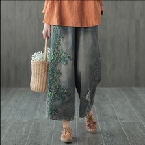 통 와이드 자수 빈티지 슬랙스 vrc48
