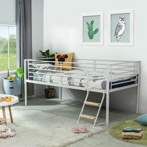 [10조한정추가할인+원목발판증정] 에보니아 튜브 철재벙커침대 S 기본형_그린폼매트포함(포켓매트업그레이드 행사), 화이트