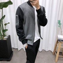 애드매이브 배색 스판 블루종 항공 점퍼 2color