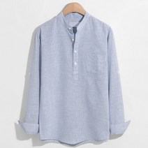 스트라이프 롤업 헨리넥셔츠 (MDLS168MT)