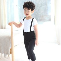 국산 남아/주니어 클래식 멜빵세트발레복(화이트)(상의+하의세트)