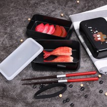 하코야 2단 도시락 직사각, 쌍토끼 51666_블랙