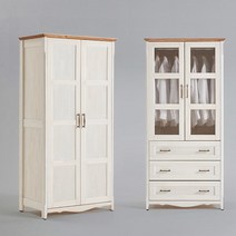 살루테 원목 장롱 세트 3서랍형, 색상:원목