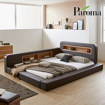 세진침대 파로마 메리엘 LED저상형침대+솔리드독립매트리스, 초코브라운