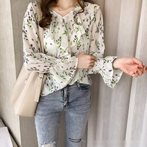 나바바 NB062 플라워 프릴 블라우스 여자옷 여자봄옷
