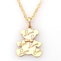 14K GOLD [미아방지목걸이]곰러브메달목걸이_BP947, 단품